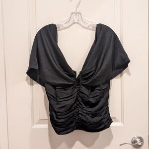 Ungaro Black Silk Ruched Back Blouse NWT – MSRP $595 Large